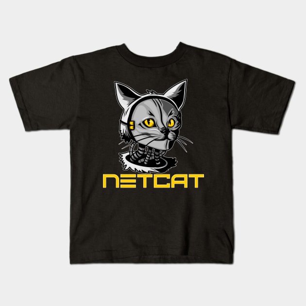 Cyber Security - Hacker - NetCat - Network Utility  V2 Kids T-Shirt by Cyber Club Tees